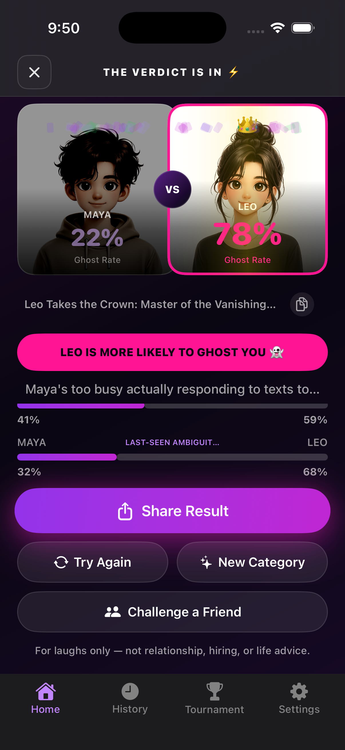 Judge Me AI results screen